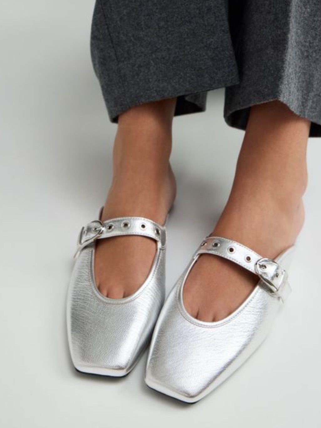 New Vince Camuto Square Toe Mary Jane Mule Silver Size: 8.5 M